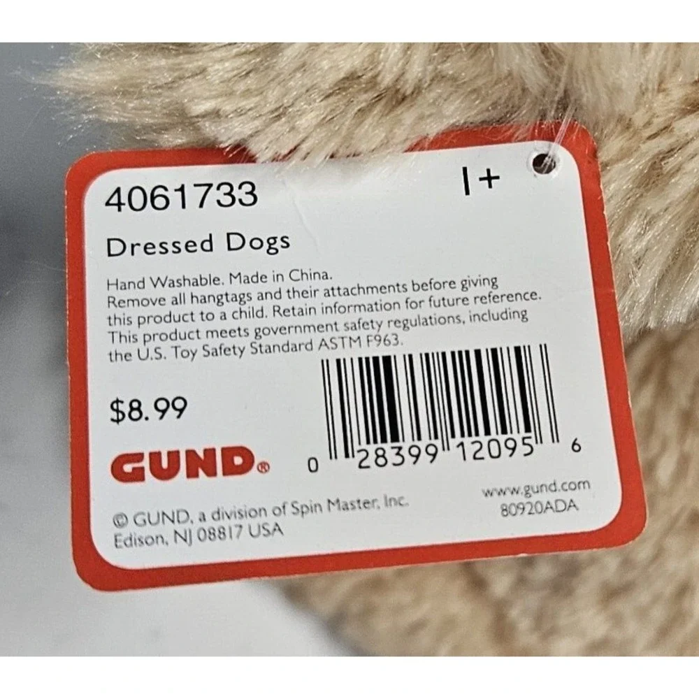 Gund Puppy Dog Heart Plush Tan Valentine's Day Headband Stuffed Toy 9
